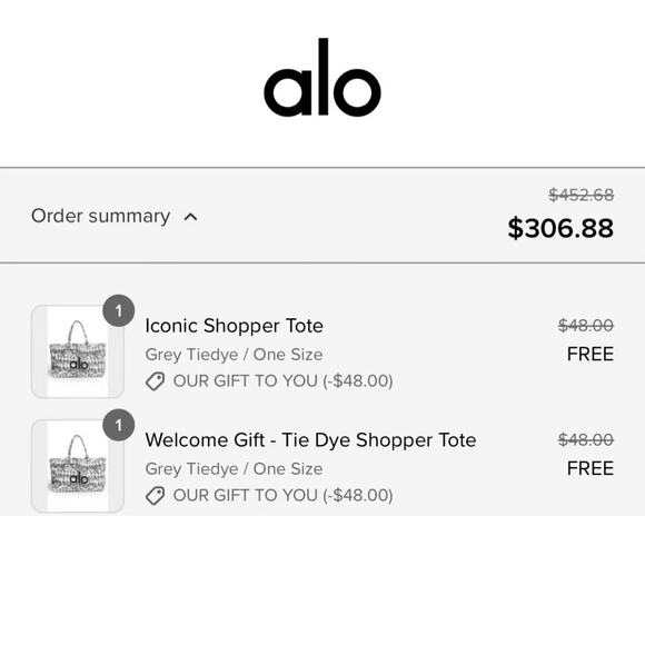 ALO Yoga Gray Tie-Dye Canvas Tote Bag NWT - Picture 7 of 7